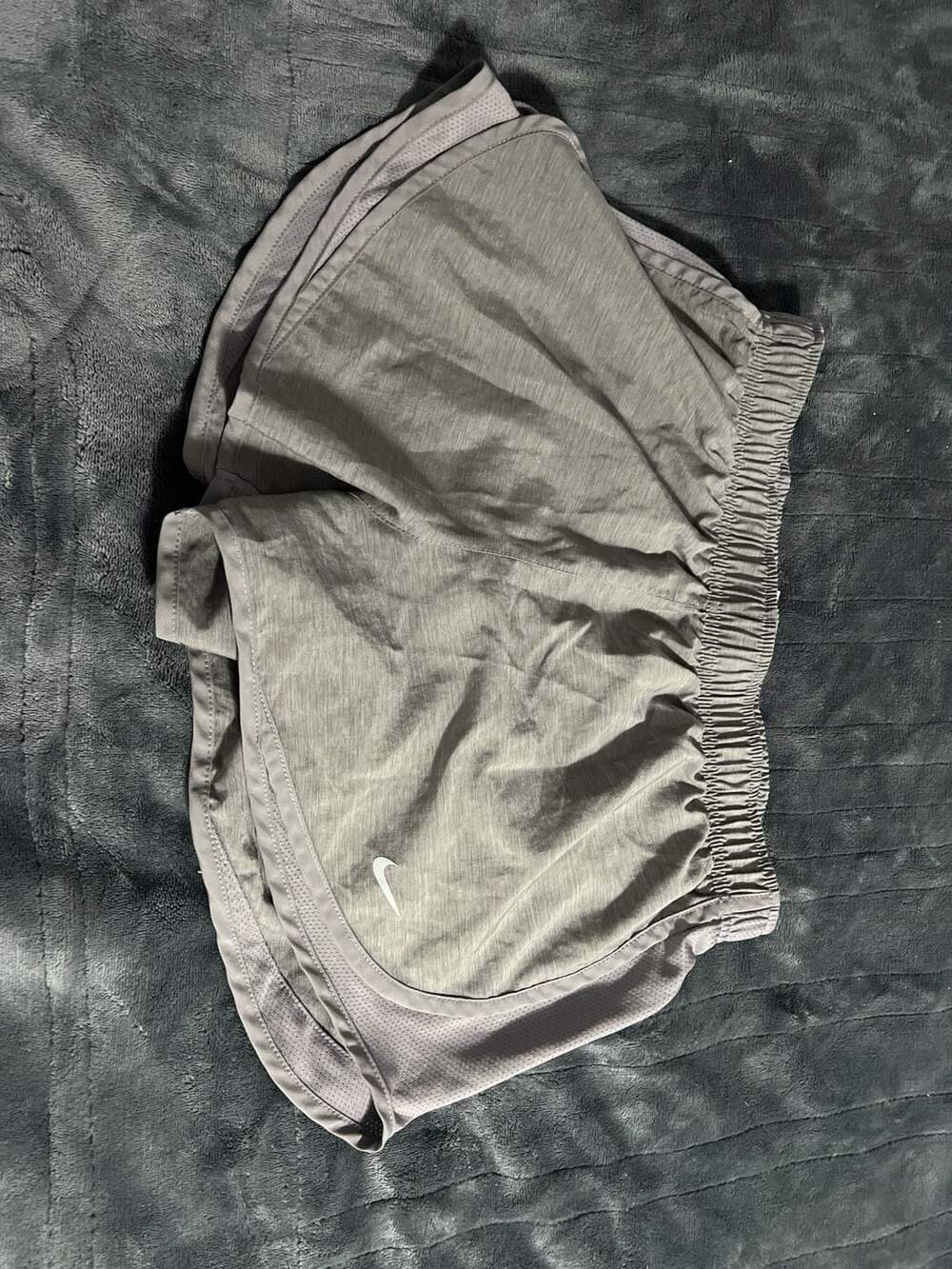 Nike Women's Dri-Fit Heathered Tempo Brief-Lined Running Shorts Gray
